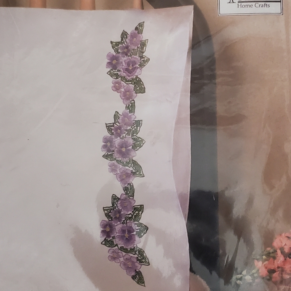 Tobin Violets Stamped Embroidery Pillowcases - Picture 2 of 3